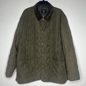Joseph Abbound Men's XXL Quilted Barn Coat Olive Green Jacket Corduroy Collar